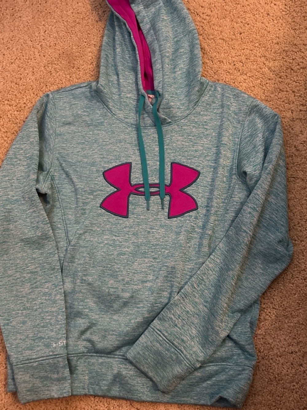 Under Armour Teal Heather Hoodie with Pink Lined Hood